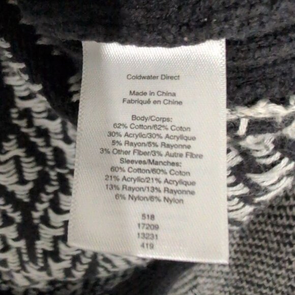 Coldwater Creek Cowl Neck Sweater Womens Size Large Blue Geometric Boho Knit - Picture 7 of 12